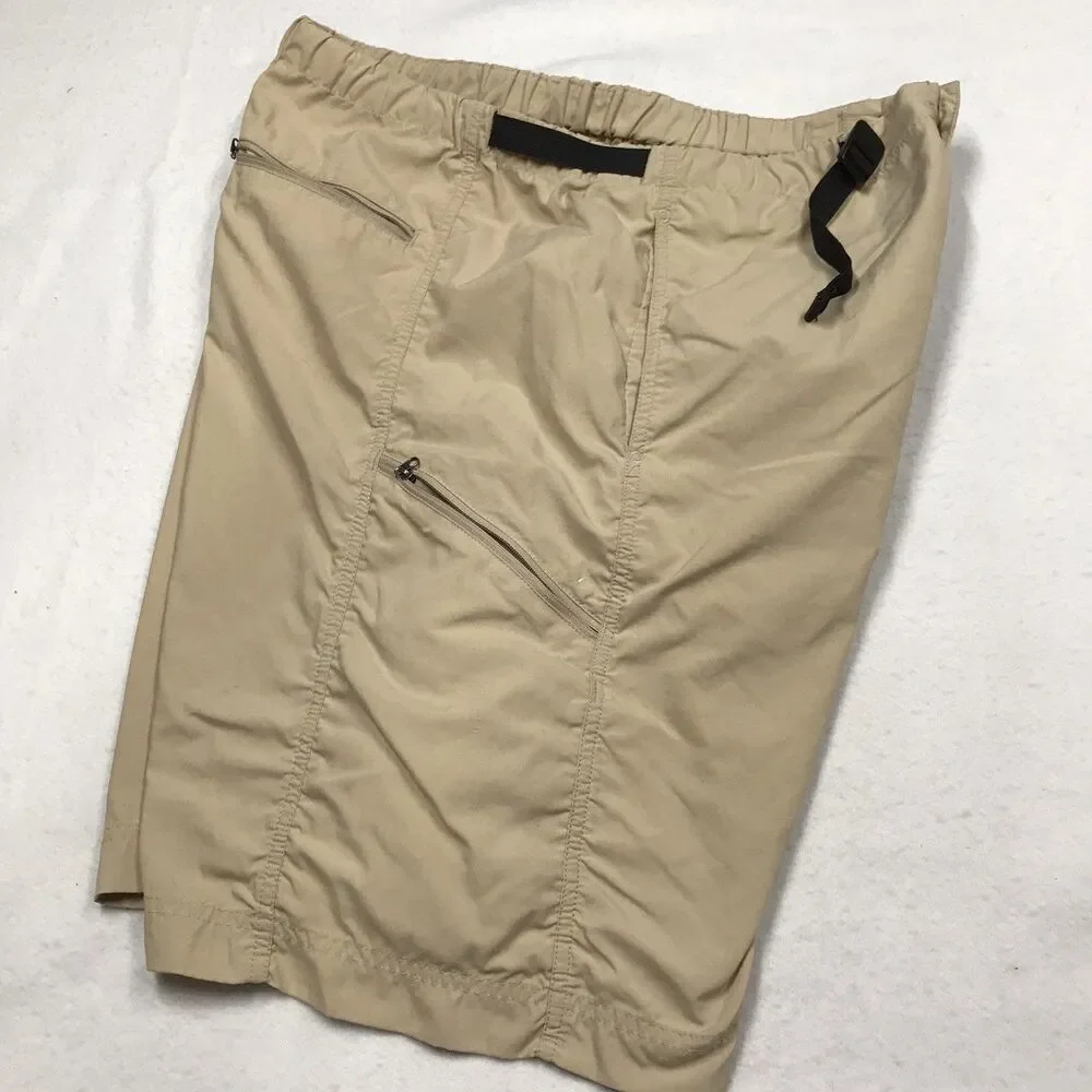 PATAGONIA Gi II Shorts Men L 32W Tan Belted Outdoor Hiking Lightweight